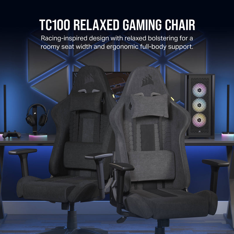 Corsair T100 RELAXED Gaming Chair (Fabric/Black/Gray)