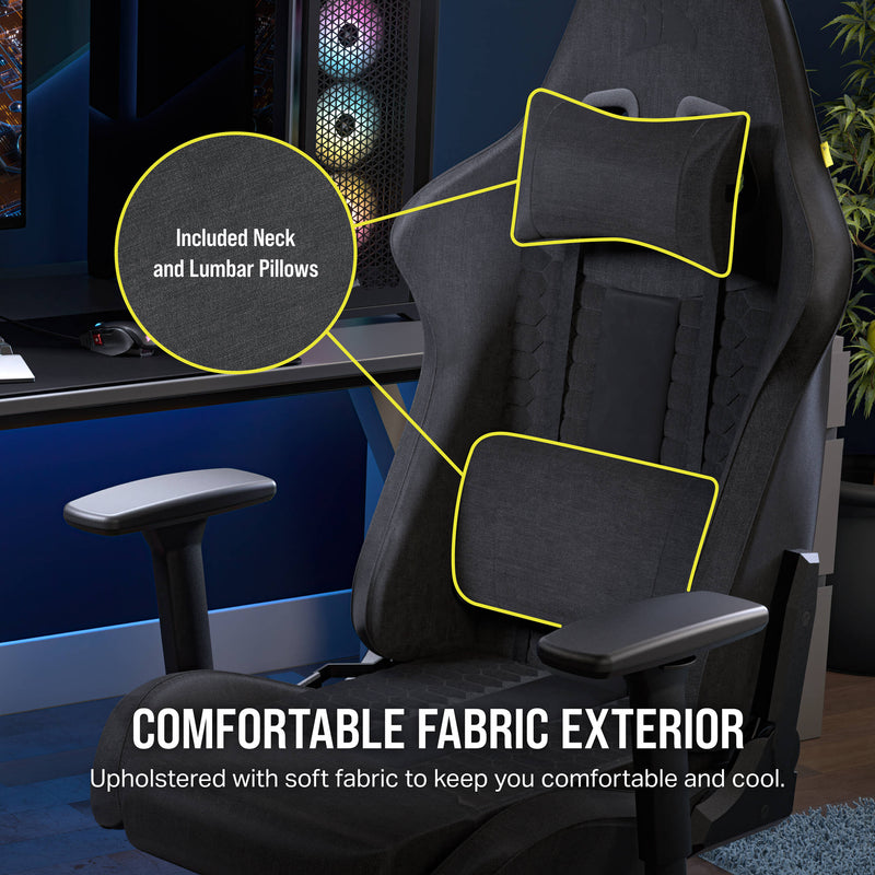 Corsair T100 RELAXED Gaming Chair (Fabric/Black/Gray)