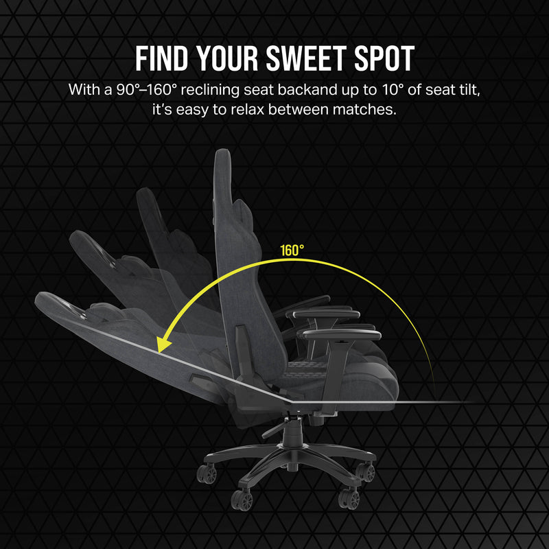 Corsair T100 RELAXED Gaming Chair (Fabric/Black/Gray)