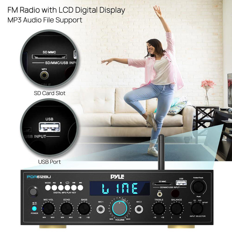 Pyle Pro PDA612BU.5 Stereo Receiver with Bluetooth