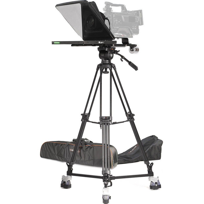 ikan 15" Widescreen Teleprompter with Tally Light, Tripod & Dolly Turnkey