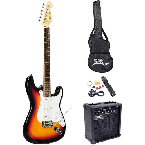 Pyle Pro Beginners Electric Guitar Kit with Amp (Sunburst)