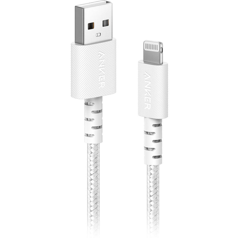 ANKER Powerline Select+ Braided USB-A to Lightning Cable (3', White)