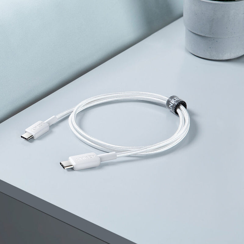 ANKER 322 Braided USB-C Cable (3', White)