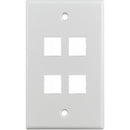 Simply45 S45-3204W-25 4-Port Single-Gang Keystone Wall Plate (White, 25-Pack)