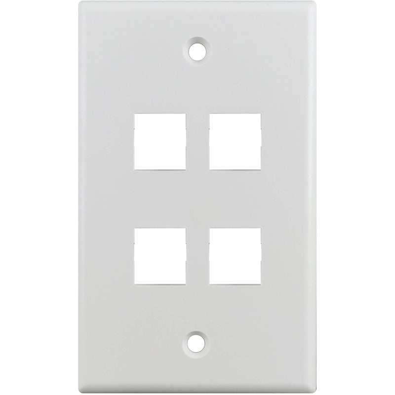 Simply45 S45-3204W-25 4-Port Single-Gang Keystone Wall Plate (White, 25-Pack)