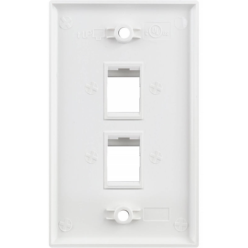 Simply45 S45-3202W-25 2-Port Single-Gang Keystone Wall Plate (White, 25-Pack)