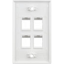 Simply45 S45-3204W-25 4-Port Single-Gang Keystone Wall Plate (White, 25-Pack)