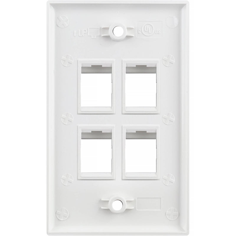 Simply45 S45-3204W-25 4-Port Single-Gang Keystone Wall Plate (White, 25-Pack)