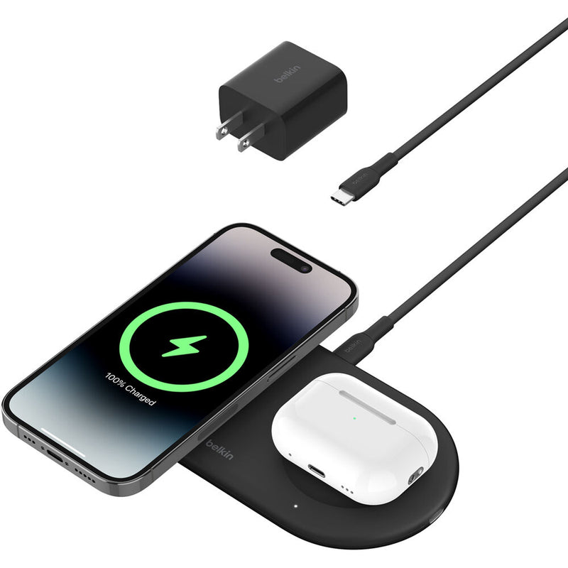 Belkin BoostCharge Pro 2-in-1 Magnetic Wireless Charging Pad with Qi2 (Black)