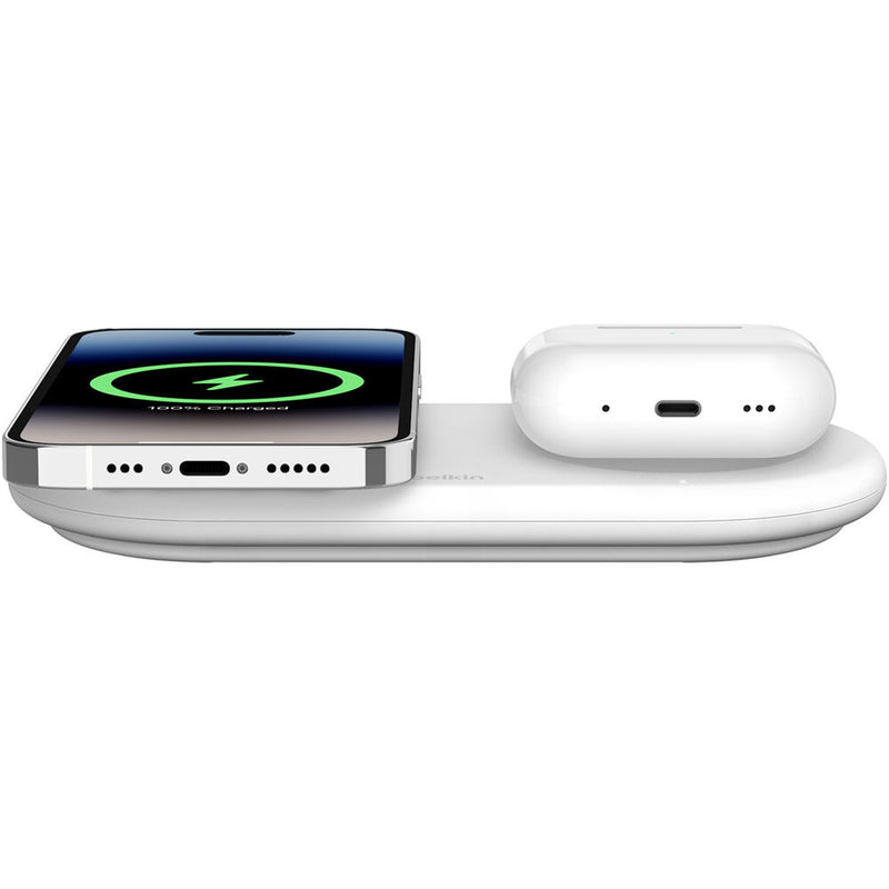 Belkin BoostCharge Pro 2-in-1 Magnetic Wireless Charging Pad with Qi2 (White)