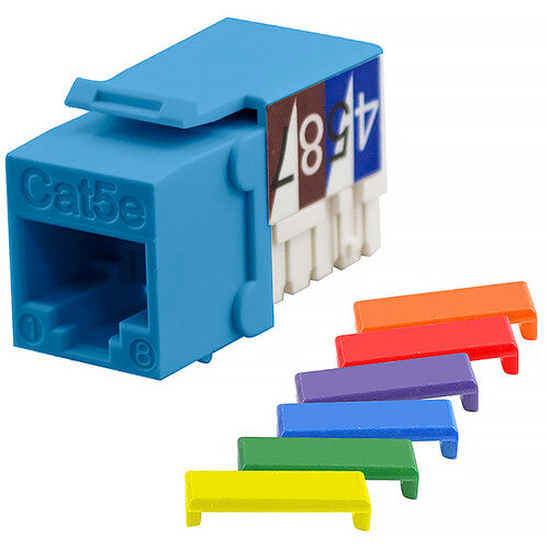 Simply45 Cat 5e 90&deg; Unshielded Keystone Jack (Blue, 25-Pack)