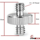 Lions Ark 1/4''-20 Male to 1/4''-20 Male Double-Head Threaded Screw Adapter (2-Pack)