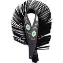 Gator Outlaw Series 2.5" Crazy Horse Black Leather Guitar Strap with Fringe Detail and Western Print