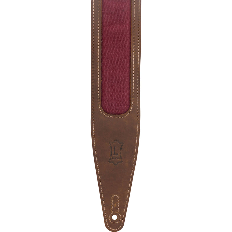 Gator Voyager Pro Guitar Strap (Brown with Burgundy Waxed Canvas Window)