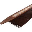 Gator Outlaw Series 2.5" Crazy Horse Brown Leather Guitar Strap with Fringe Detail and Western Print