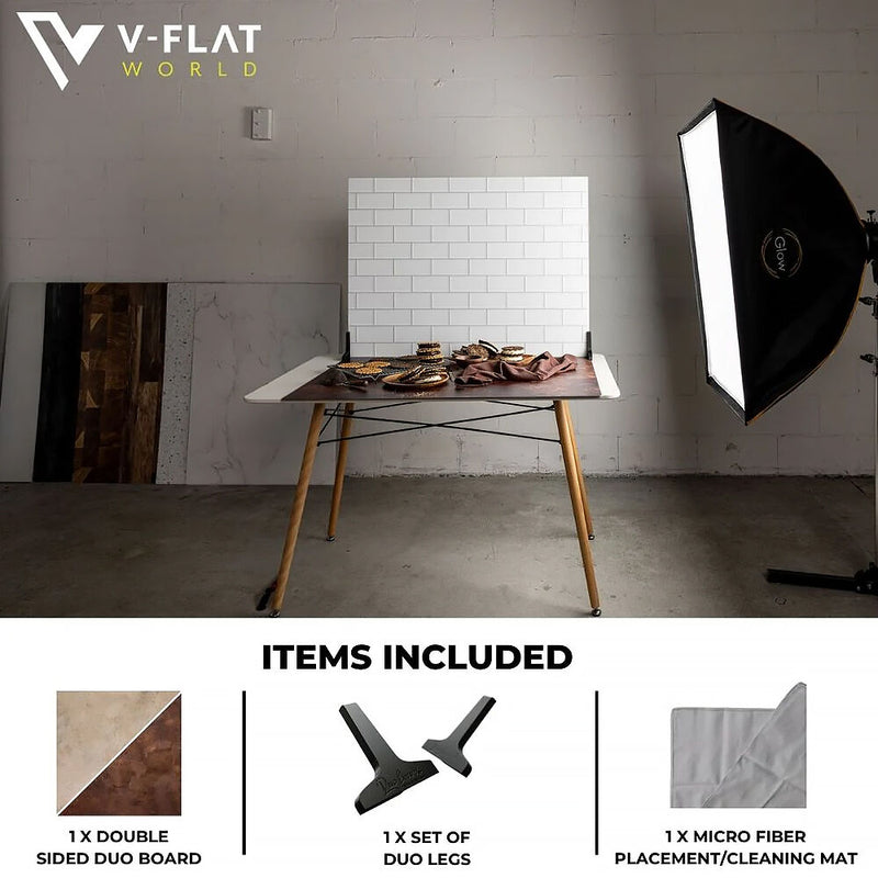 V-FLAT WORLD Duo-Board Double-Sided Background (Dark Roast / Moroccan Mud, 30 x 40")