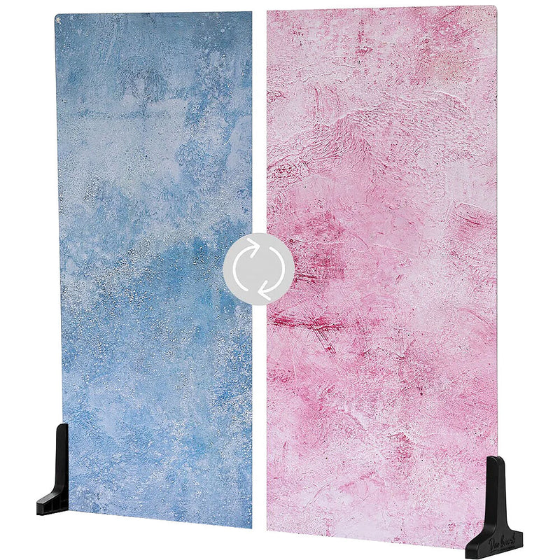 V-FLAT WORLD Duo-Board Double-Sided Background (Plastered Pink / Barn Door Blue, 24 x 24")