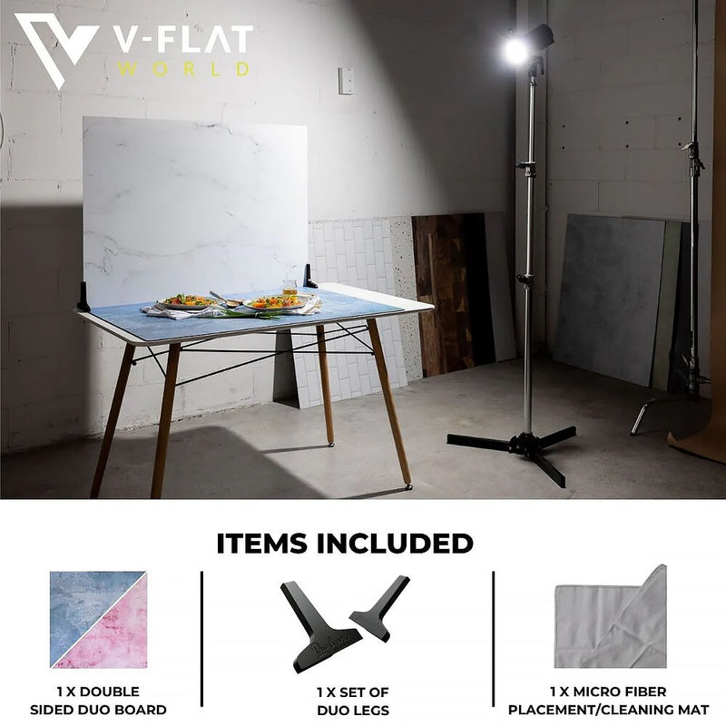 V-FLAT WORLD Duo-Board Double-Sided Background (Plastered Pink / Barn Door Blue, 30 x 40")