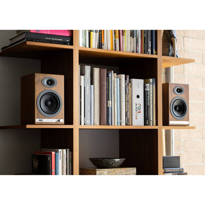 Audioengine HD5 2-Way Active Wireless Bookshelf Speakers (Real Wood Veneer Walnut, Pair)