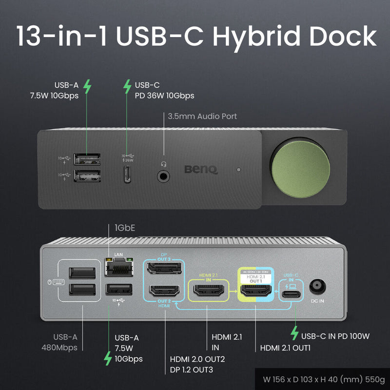 BenQ beCreatus DP1310 USB-C 3.2 Gen 2 Dock (Gray)