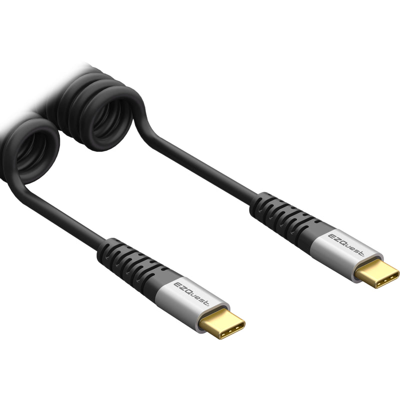 EZQuest DuraGuard Coiled USB-C 2.0 Male Charge & Sync Cable (4.9')