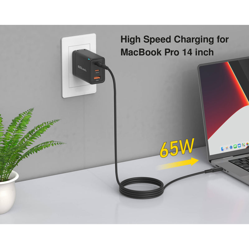 EZQuest UltimatePower 65W GaN II 3-Port USB-C/USB-A Wall Charger