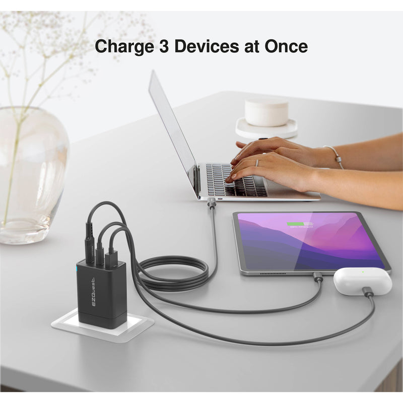 EZQuest UltimatePower 65W GaN II 3-Port USB-C/USB-A Wall Charger