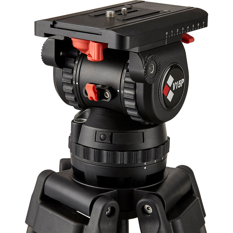 Camgear V15P Fluid Head & ENG/CF2 Carbon Fiber Tripod with Mid-Level Spreader System