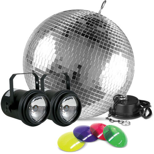 Eliminator Lighting M502EL All-in-One 12" Mirror Ball Kit with Motor, Pinspots, and Gels