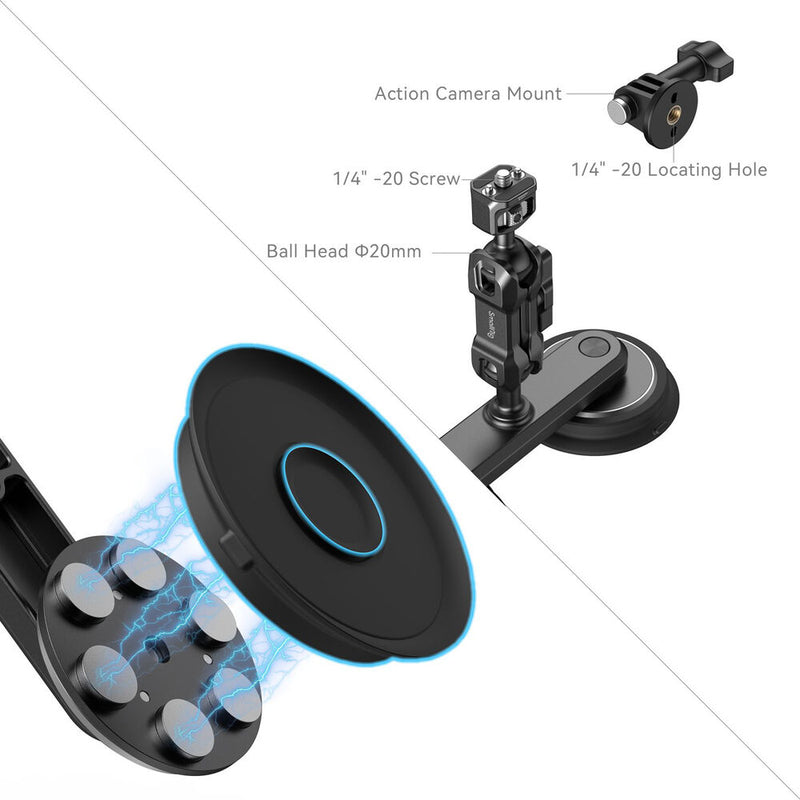 SmallRig Dual Magnetic Suction Cup with Magic Arm Mounting Support Kit for Action Cameras