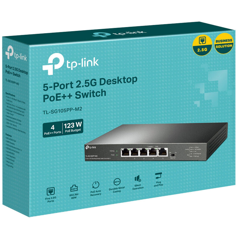 TP-Link TL-SG105PP-M2 5-Port 2.5G PoE++ Compliant Unmanaged Network Switch