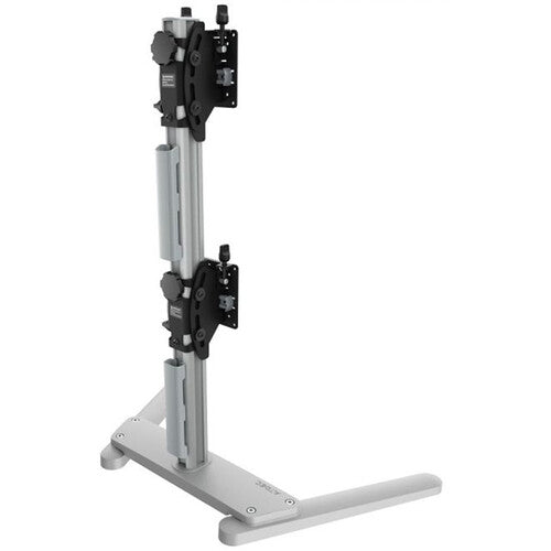 Atdec Freestanding Heavy-Duty Dual Vertical Monitor Mount (Silver)