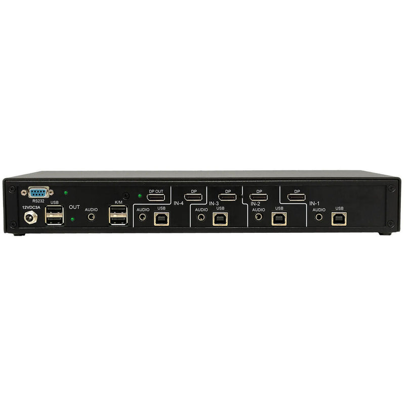 Smart-AVI 4-Port Single-Head 4K60 DisplayPort KVM Switch with Emulation, Audio and USB 2.0 Support