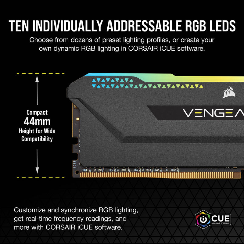 Corsair 16GB VENGEANCE RGB PRO SL DDR4 Memory Kit (2 x 8GB, Black)