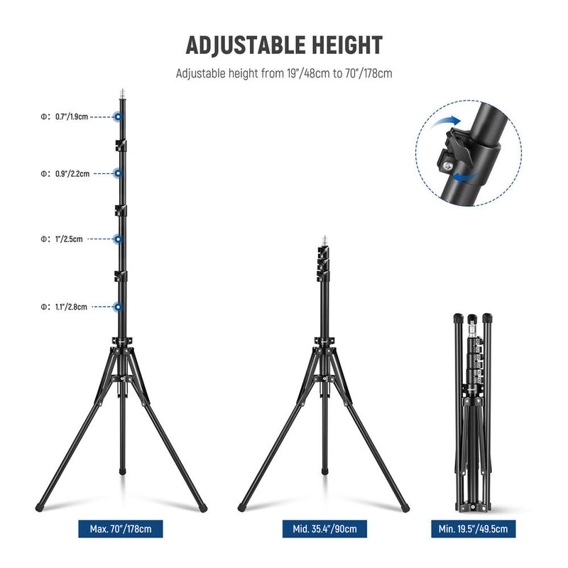 Neewer Foldable Metal Light Stand with Reversible Legs (70")