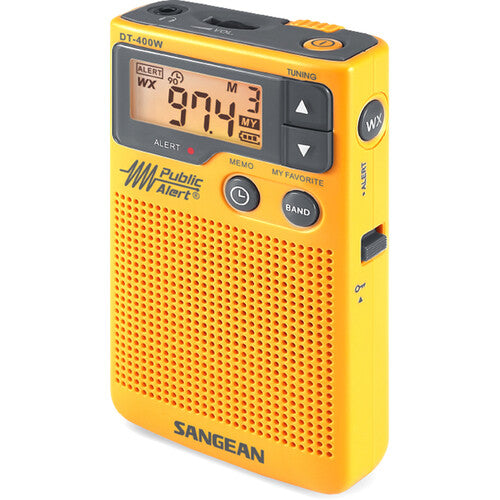 Sangean DT-400W Digital AM/FM/Weather Portable Pocket Radio (Yellow)