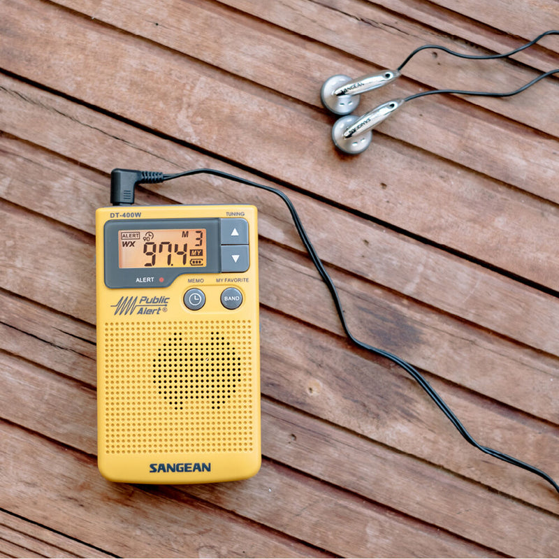 Sangean DT-400W Digital AM/FM/Weather Portable Pocket Radio (Yellow)