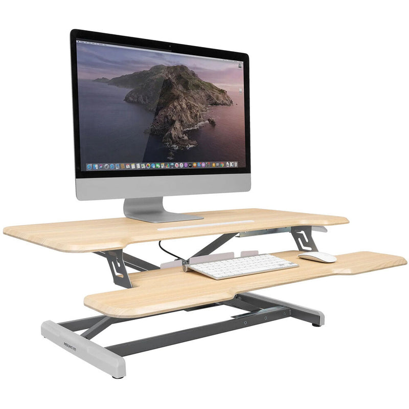 Mount-It! Standing Desk Converter with 38" Desktop (Maple)