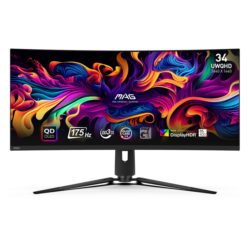 MSI MAG 341CQP 34" 1440p 175 Hz Curved QD-OLED Ultrawide Gaming Monitor (Black)