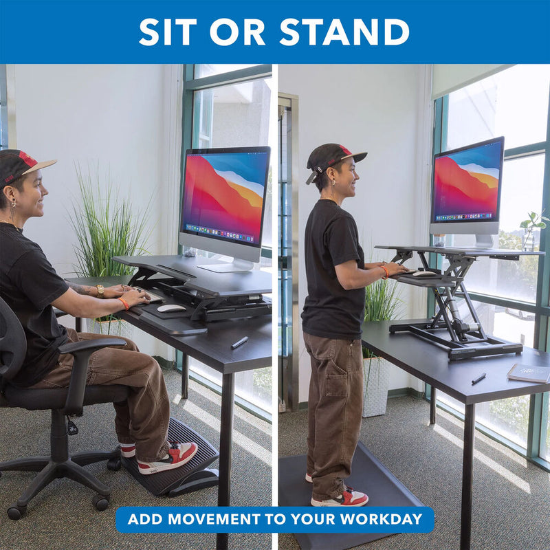 Mount-It! Electric Standing Desk Converter with 38" Desktop (Black)