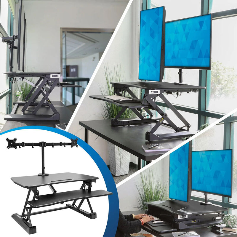 Mount-It! Electric Sit-Stand Desk Converter With Dual Monitor Mount