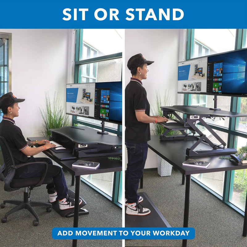 Mount-It! Large Electric Sit-Stand Desk Converter With Dual Monitor Mount