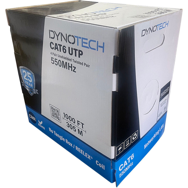 Dynotech Cat 6 UTP Bulk CMR Ethernet Cable (1000', White)