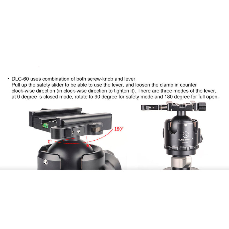 Sunwayfoto XB-52DL Low-Profile Ball Head with Arca-Type Lever Release QR Clamp