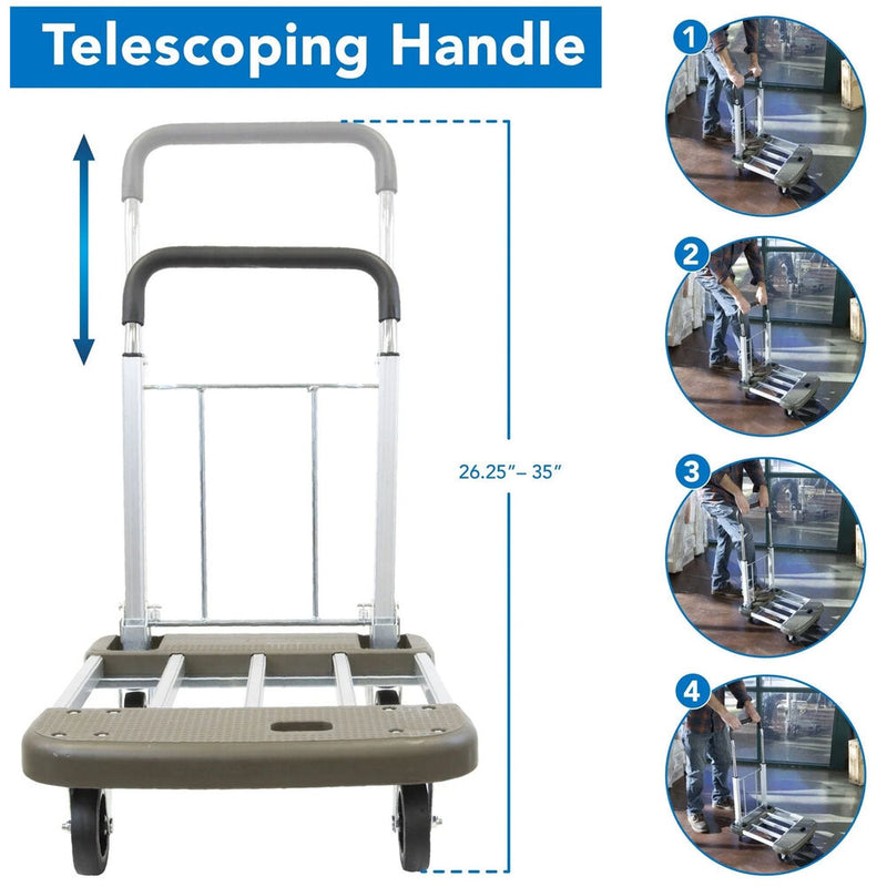 Mount-It! Heavy-Duty Folding Platform Hand Truck with Expandable Base