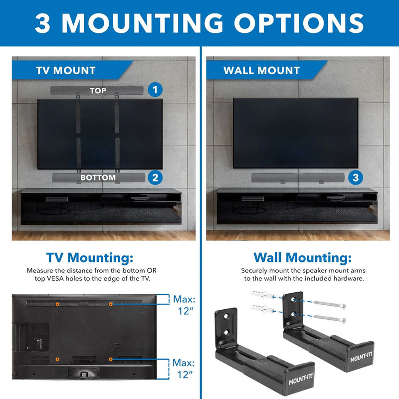 Mount-It! MI-SB50 Universal Soundbar Mount Brackets for TV And Wall Installation