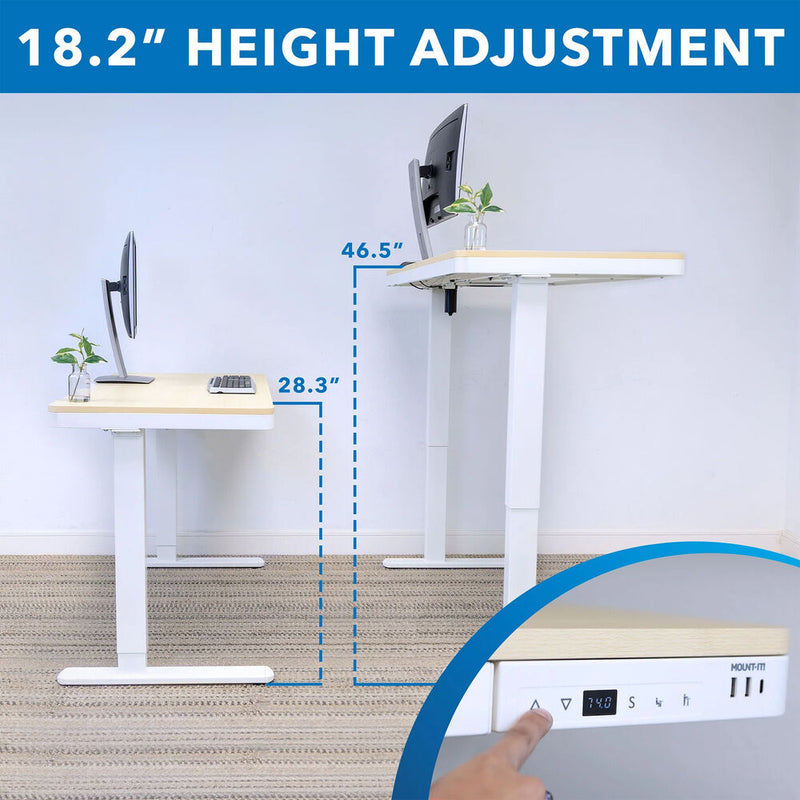 Mount-It! Compact Height Adjustable Sit-Stand Desk with Drawer