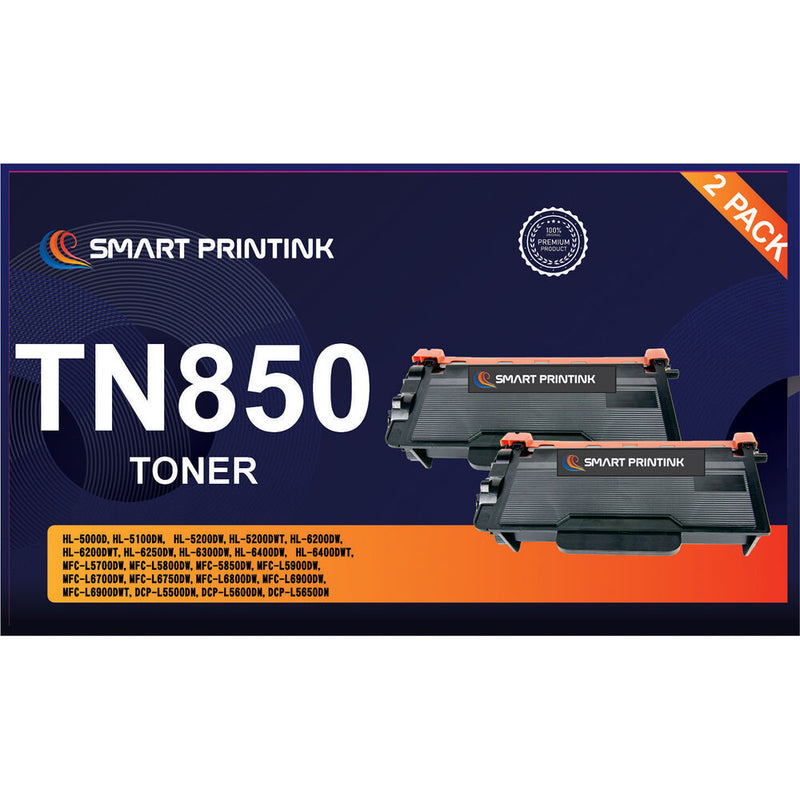 Smart Printink TN850 High-Yield Black Toner Cartridge Kit (2-Pack)