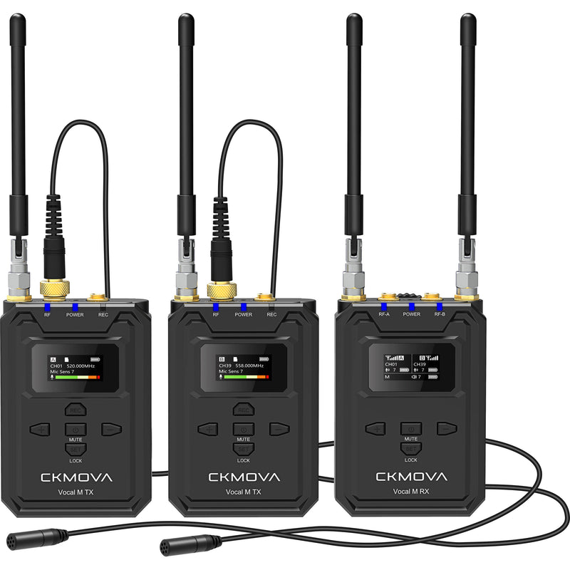 CKMOVA Vocal M V2 2-Person Wireless Microphone/Recorder System for Cameras and Mobile Devices (535 to 585 MHz)